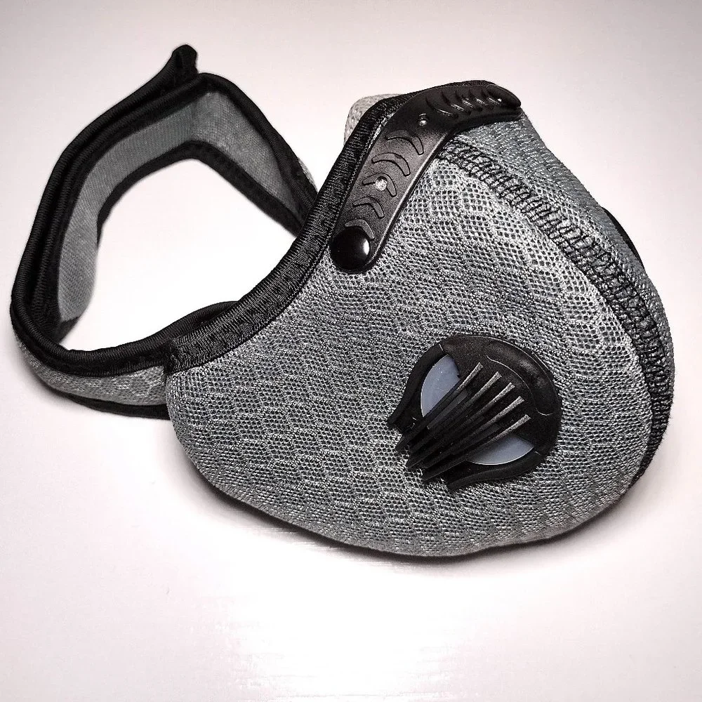 Face Sports Mask Gray with Active Carbon Filter & Breathing Valves